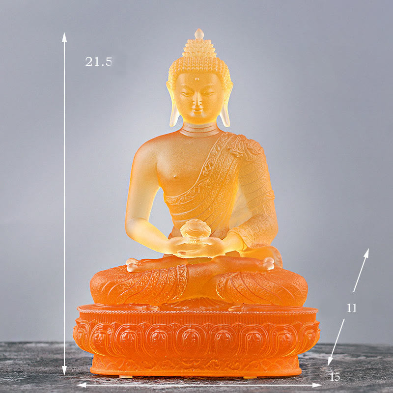 Buddha Stones Statuetta fatta a mano del Buddha Liuli Pezzo d'arte Statua della serenità Decorazione dell'offerta domestica