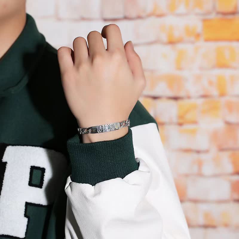 Bracciale a catena con polsino portafortuna in rame Tiger