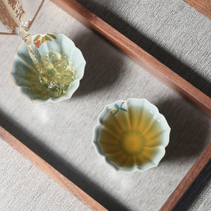 Buddha Stones Nespolo giapponese Corniolo Biancospino Morning Glory Tazza da tè in ceramica Tazza da tè Kung Fu