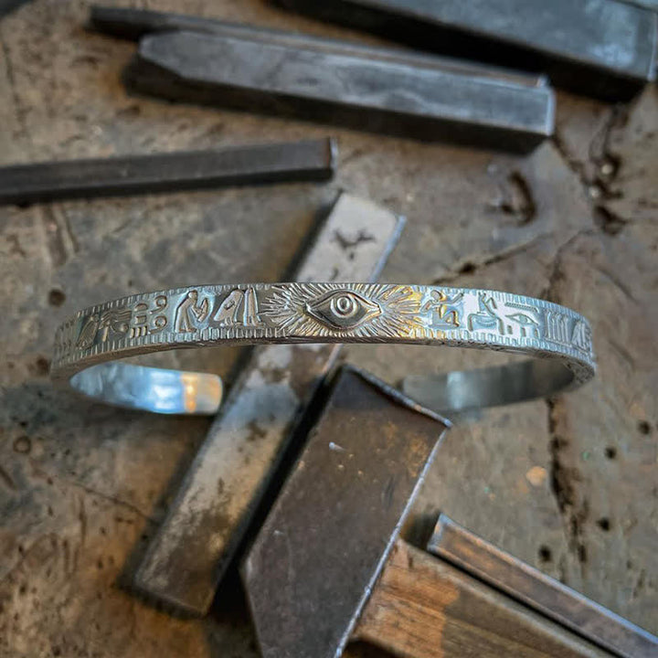 Bracciale rigido in rame con protezione dell'occhio di Horus Buddha Stones