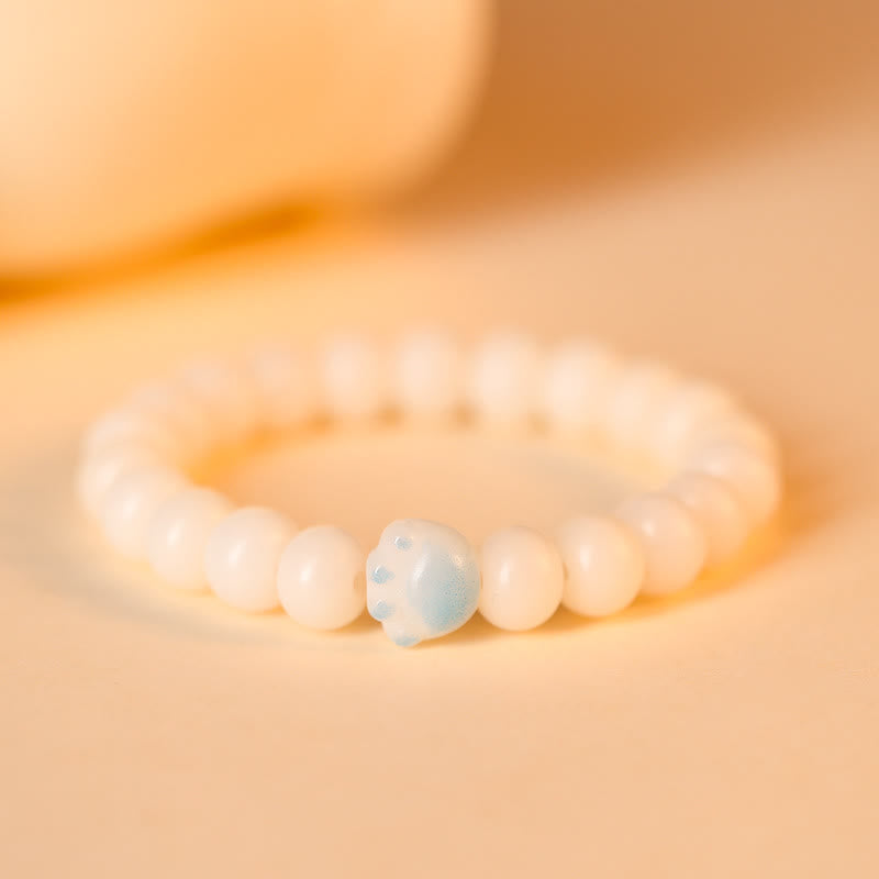 Buddha Stones Semi di Bodhi naturali Zampa adorabile Braccialetto della pace con zampa di gatto fortunato - Blu - image 9