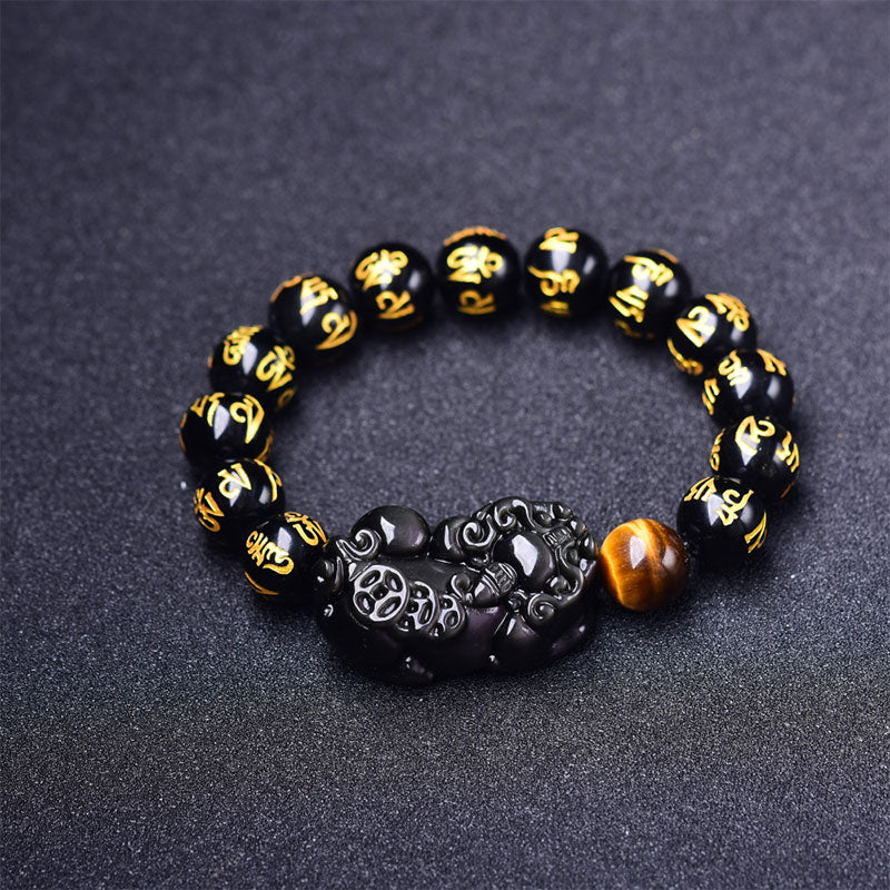 Bracciale della ricchezza in ossidiana PiXiu FengShui