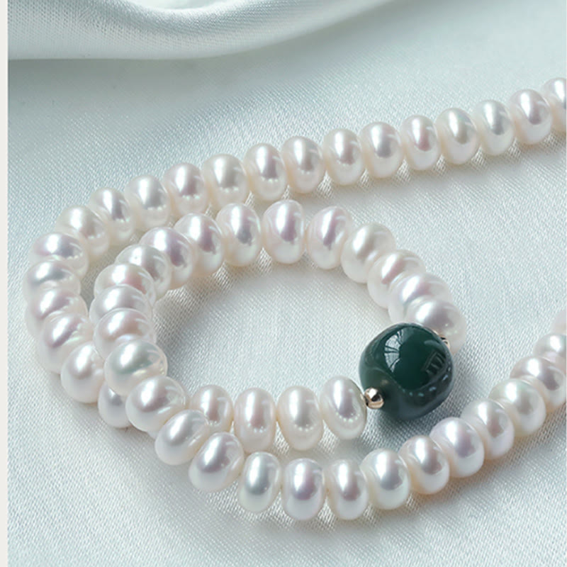 Buddha Stones 925 Sterling Silver Perla naturale Giada Hetian Acquamarina Saggezza Sincerità Collana Ciondolo Bracciale