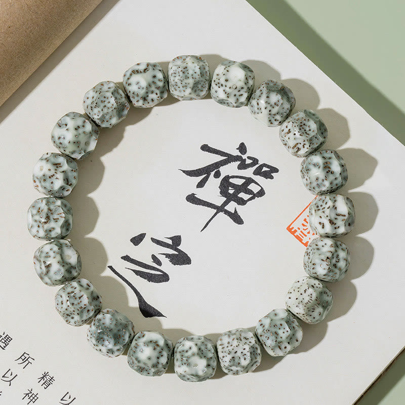 Braccialetto di ricchezza di auspici Buddha Stones Natural Colorful Bodhi Seed