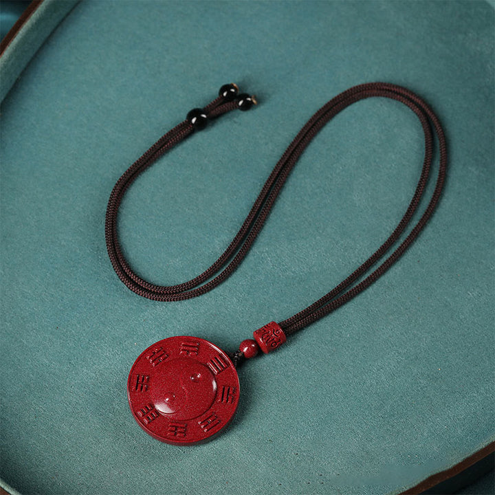 Collana con ciondolo di benedizione Buddha Stones Cinnabar Yin Yang Bagua - image 3