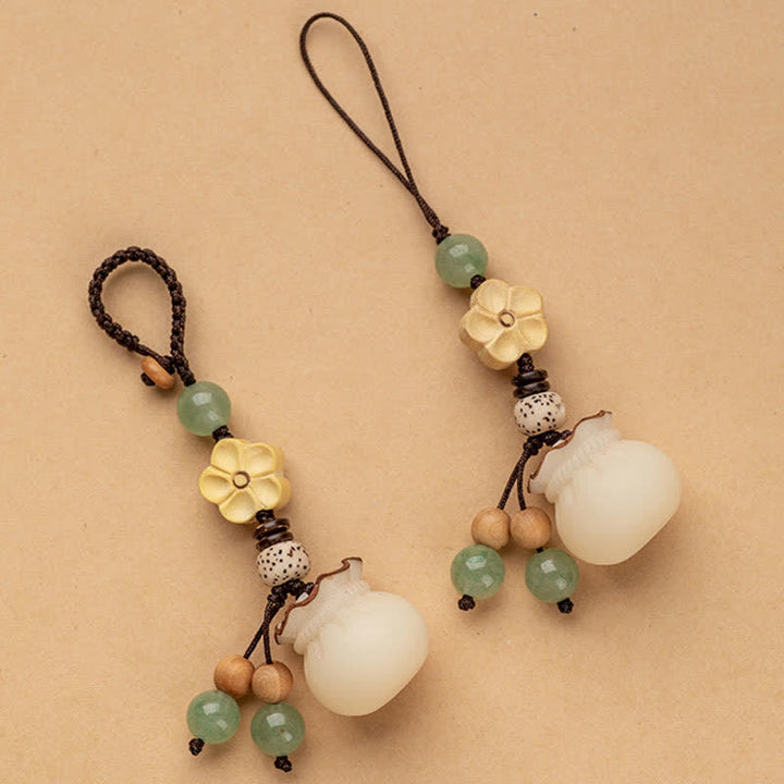 Buddha Stones Seme di Bodhi naturale Sacchetto di soldi Fiore Benedizione Prosperità Portachiavi