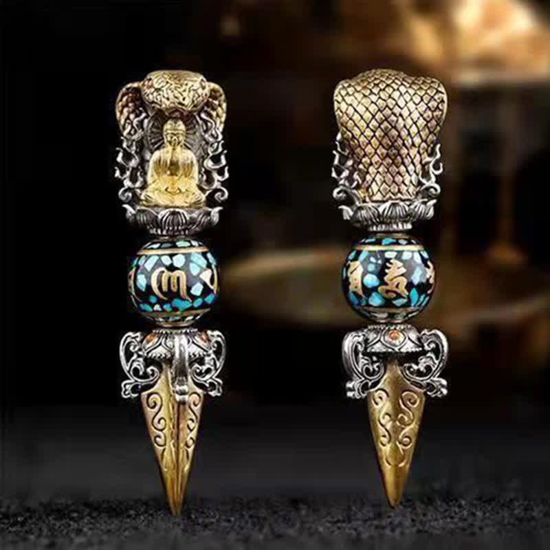 Buddha Stones Tibetano Om Mani Padme Hum Buddha Ricchezza Rotazione Collana Ciondolo Vajra - image 2