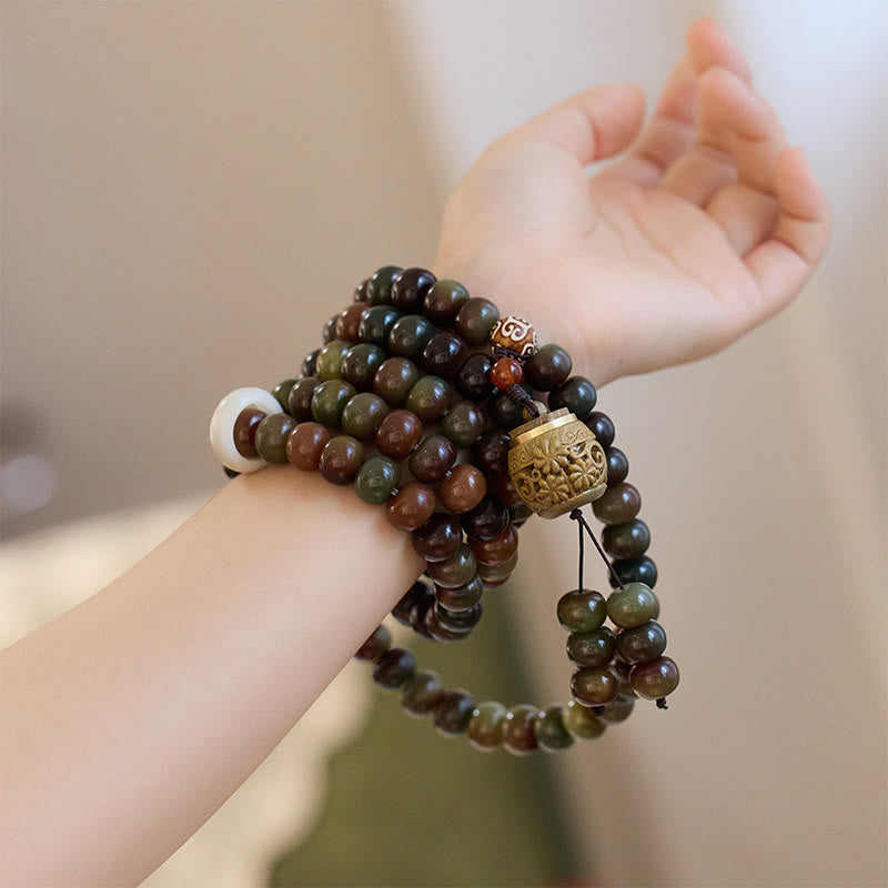 Buddha Stones 108 Mala Beads Dunhuang Color Bodhi Seed Dzi Bead Keep Away Evil Spirits Bracciale