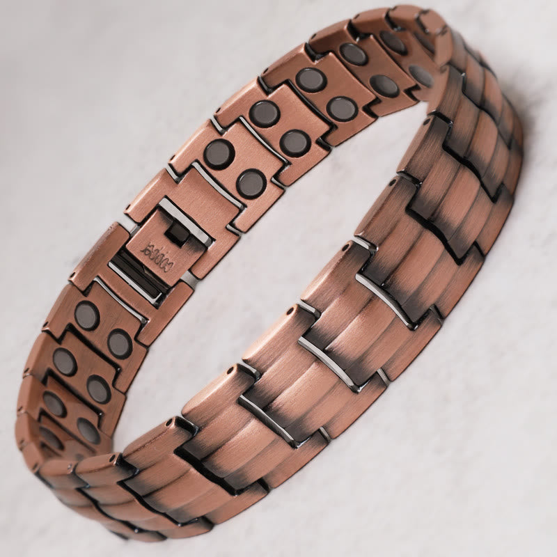 Bracciale rigido magnetico vintage in rame massiccio