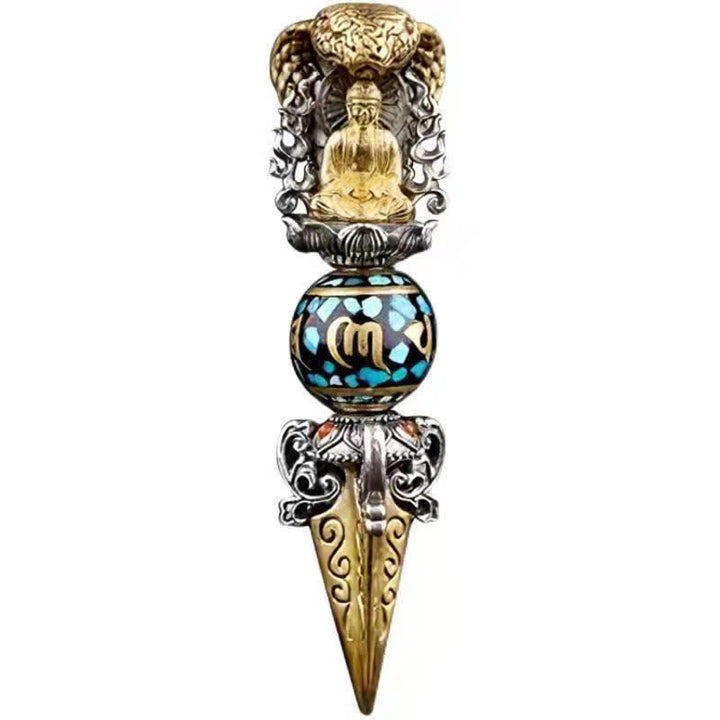 Buddha Stones Tibetano Om Mani Padme Hum Buddha Ricchezza Rotazione Collana Ciondolo Vajra - image 5