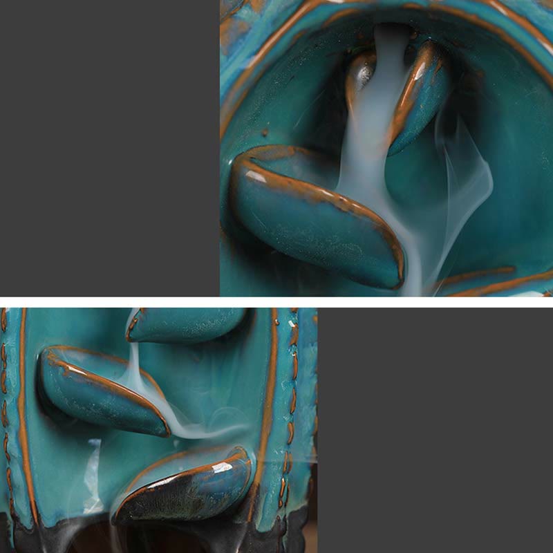 Bruciatore di incenso con fontana di fumo a riflusso curativo in ceramica di cactus