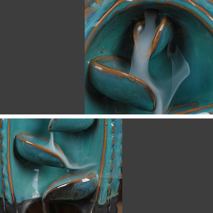 Bruciatore di incenso con fontana di fumo a riflusso curativo in ceramica di cactus