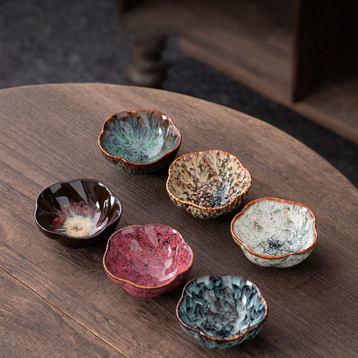 Buddha Stones Peach Blossom Pattern Tazza da tè in ceramica Tazze da tè a forma di fiore