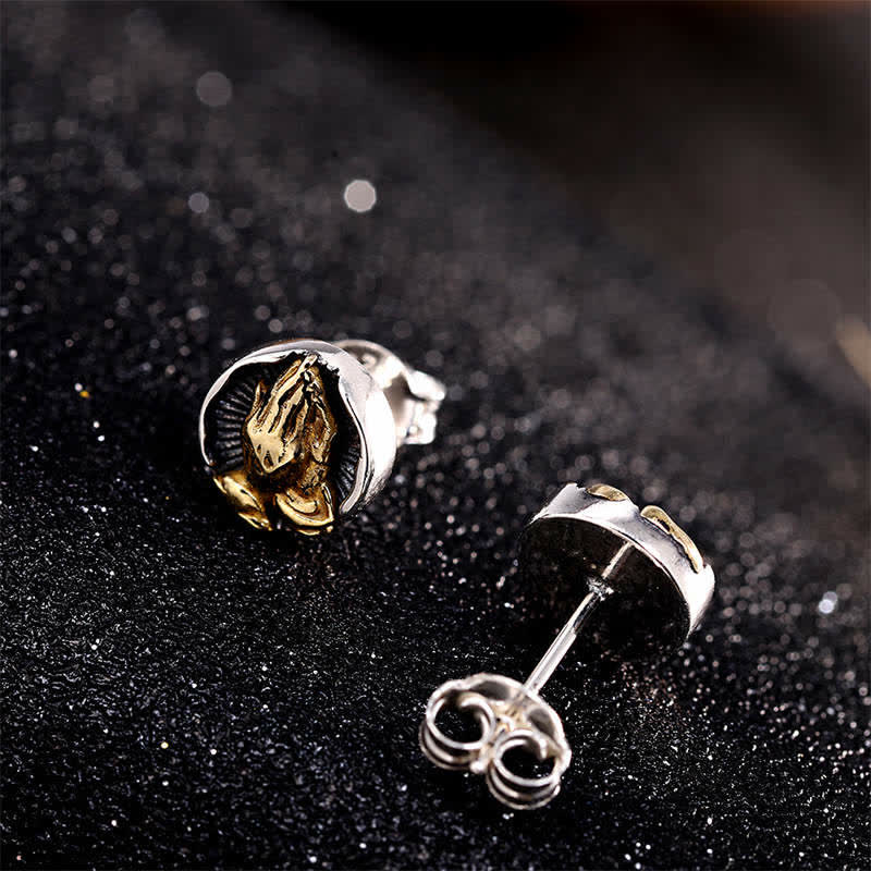 Orecchini a bottone Buddha Stones in argento sterling 925 Namaste Equality