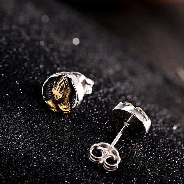 Orecchini a bottone Buddha Stones in argento sterling 925 Namaste Equality