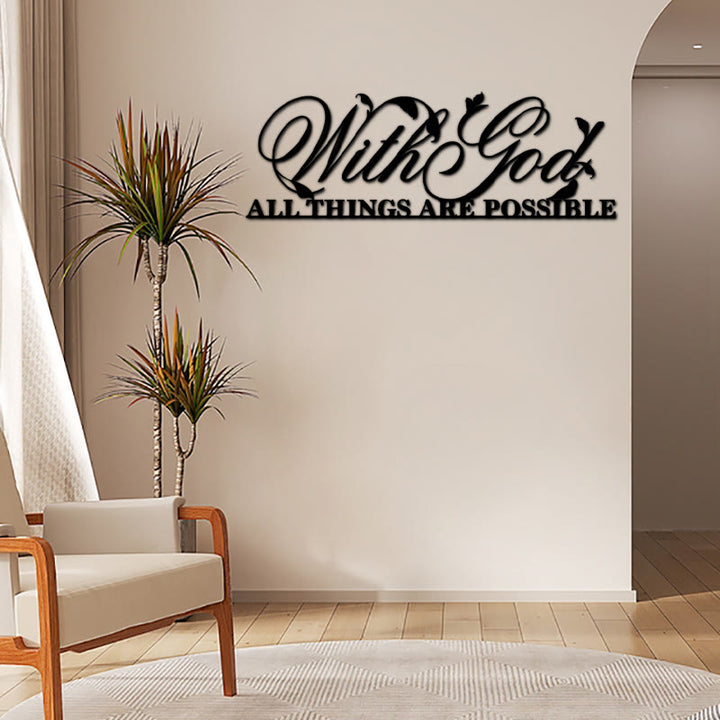Con Dio tutte le cose sono possibili cartello in metallo da parete