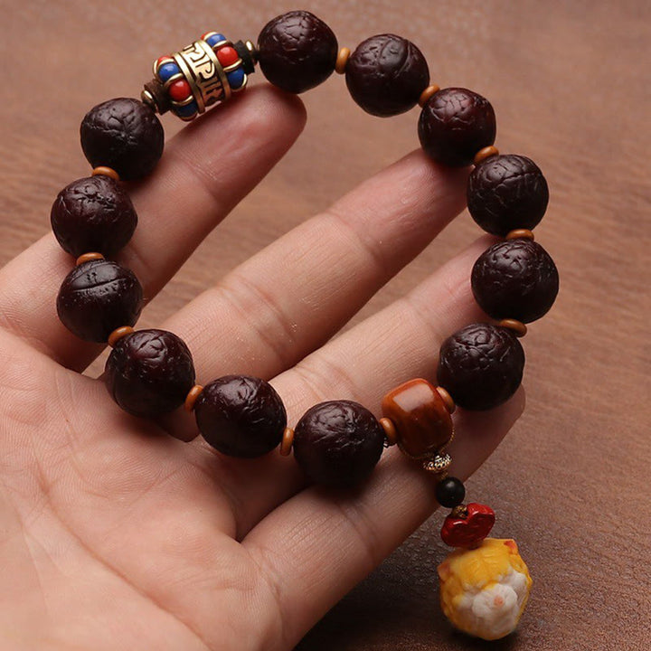 Buddha Stones Tibetano Bodhi Seme Agata Perlina Fortuna Ricchezza Nappa Ciondolo Polso Mala