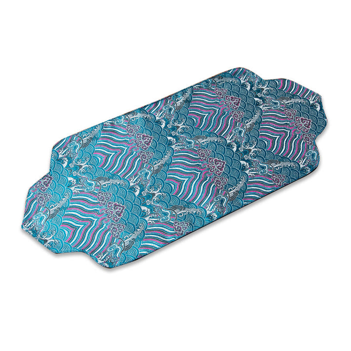 Buddha Stones Sea Wave Bamboo Plum Blossom Broccato Ricamo Sottobicchiere per tazza da tè Kung Fu Tappetino da tè