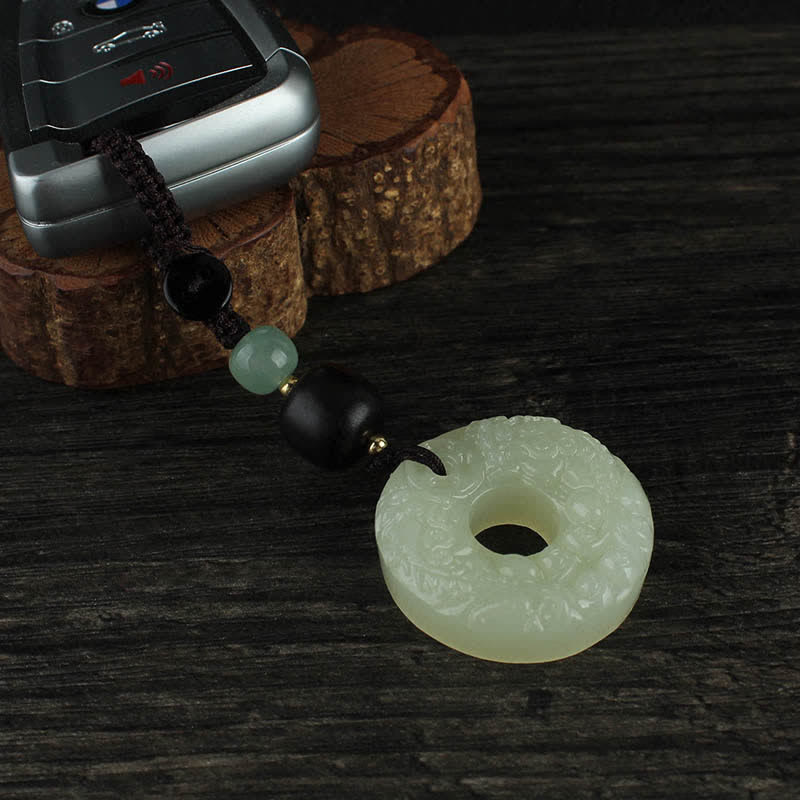 Buddha Stones PiXiu Jade Peace Buckle Abbondanza Ricchezza Portachiavi
