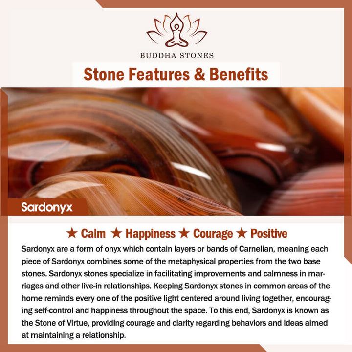 Braccialetto Buddha Stones Sardonice Naturale Coraggio Felicità