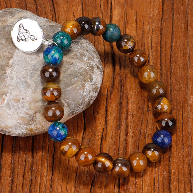 Buddha Stones 108 Mala Beads Occhio di tigre Buddha Forza Braccialetto Nappa Collana Pendente