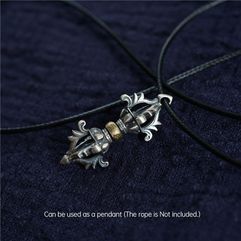 Buddha Stones 925 Sterling Silver Om Mani Padme Hum Dorje Vajra Inciso Forza Ciondolo Decorazione Appesa