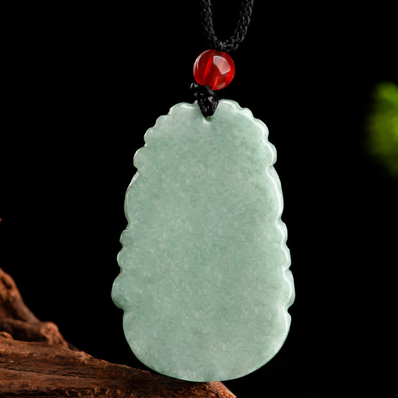 Buddha Stones Giada verde naturale 12 Zodiaco cinese Fortuna Prosperità Collana pendente