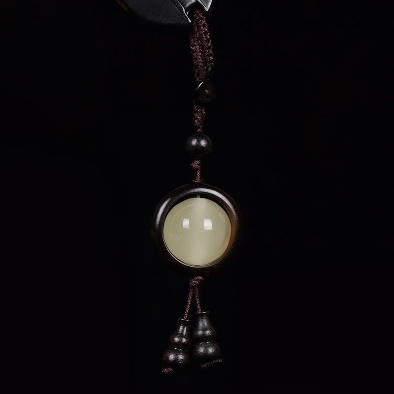 Buddha Stones Sandalo rosso Legno di ebano Sandalo verde Perlina portafortuna luminosa Zucca Portachiavi della pace