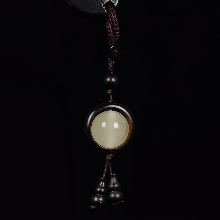 Buddha Stones Sandalo rosso Legno di ebano Sandalo verde Perlina portafortuna luminosa Zucca Portachiavi della pace