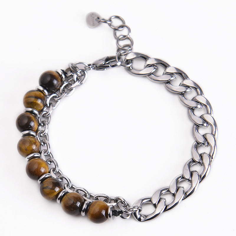 Braccialetto Buddha Stones Tiger Eye Picasso Jasper Frosted Stone Strength