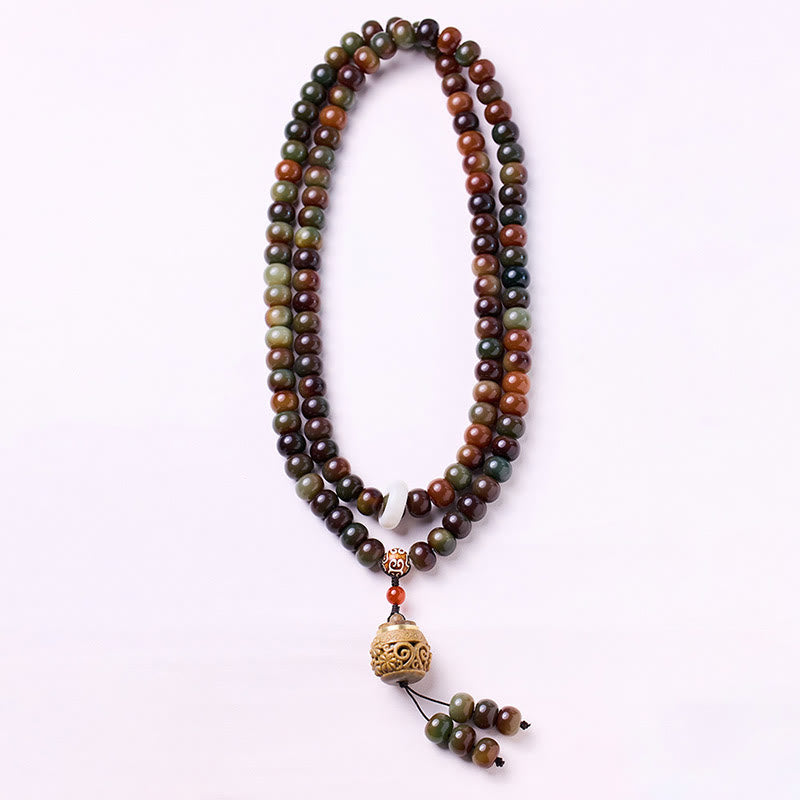 Buddha Stones 108 Mala Beads Dunhuang Color Bodhi Seed Dzi Bead Keep Away Evil Spirits Bracciale