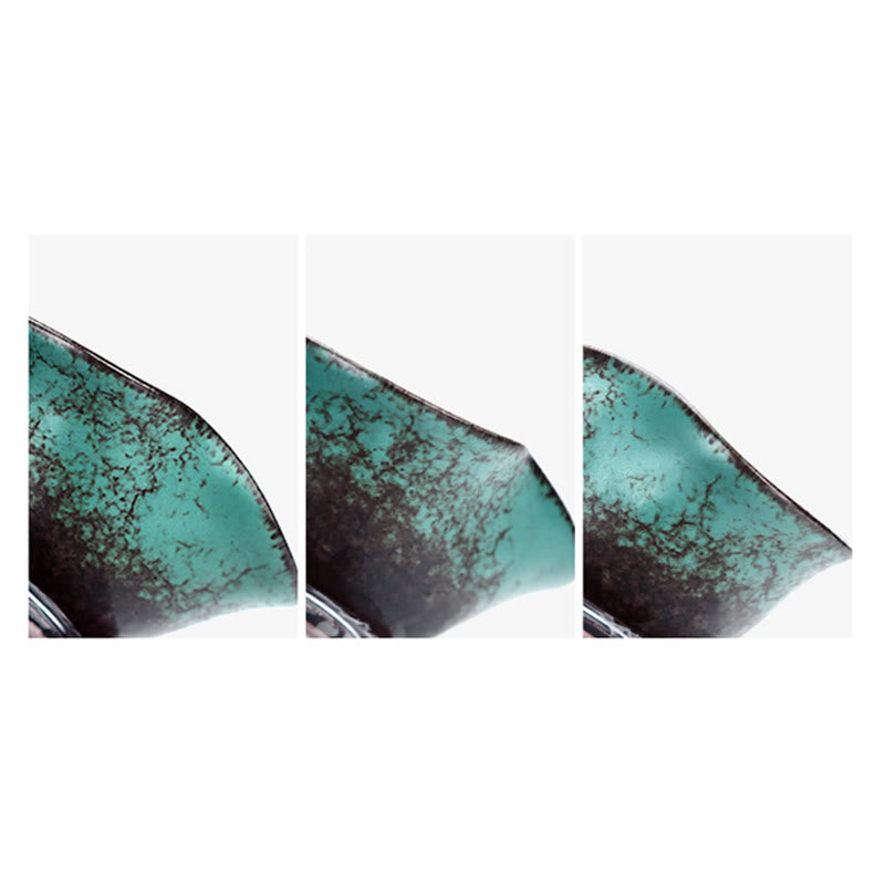 Buddha Stones Retro Green Glaze Ceramic Gaiwan Sancai Tazza da tè Kung Fu Tazza da tè e piattino con coperchio