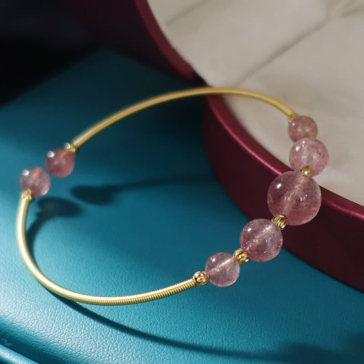 Braccialetto di guarigione dell'amore in quarzo fragola naturale Buddha Stones
