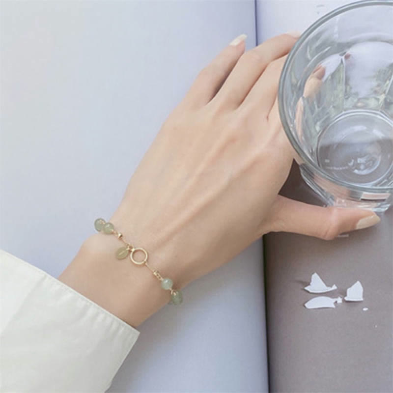 Braccialetto di perline della fortuna riempito d'oro 14K con giada naturale Hetian unica Buddha Stones