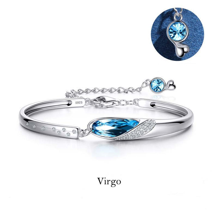 Bracciale con ciondolo Buddha Stones in rame placcato argento 925 con 12 costellazioni dello zodiaco