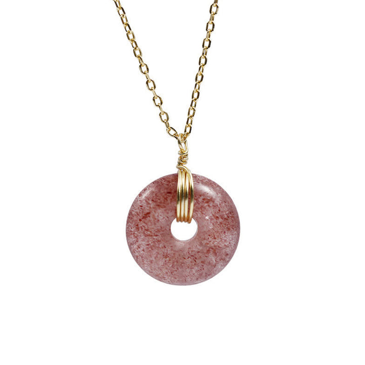 Collana positiva di guarigione al quarzo fragola in argento sterling 925 Buddha Stones