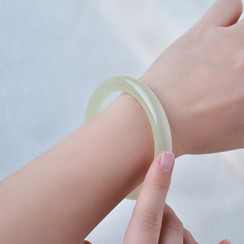 Buddha Stones Braccialetto con polsino in giada afgana naturale Abbondanza