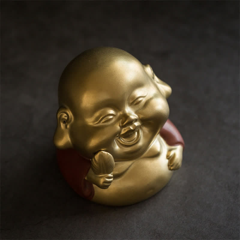 Bruciatore di incenso curativo in ceramica Little Buddha Laughing Buddha