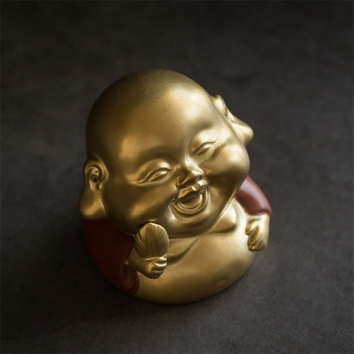Bruciatore di incenso curativo in ceramica Little Buddha Laughing Buddha