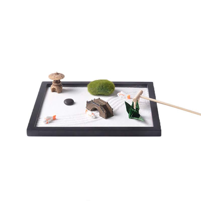 Buddha Stones Koi Pesce Piccolo Ponte Erba Paesaggio Pace Meditazione Zen Giardino Decorazione