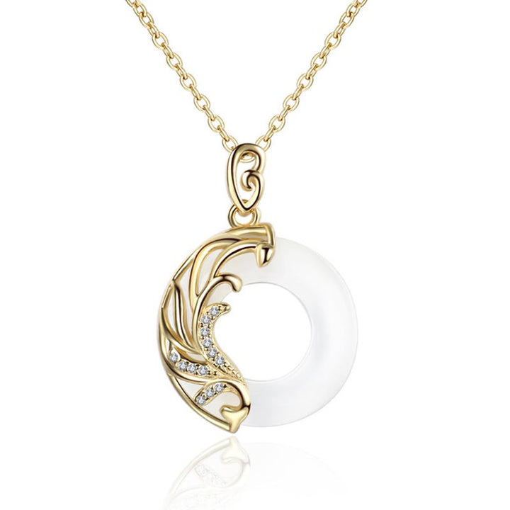 Collana con ciondolo rotondo da meditazione in ossidiana e calcedonio Buddha Stones