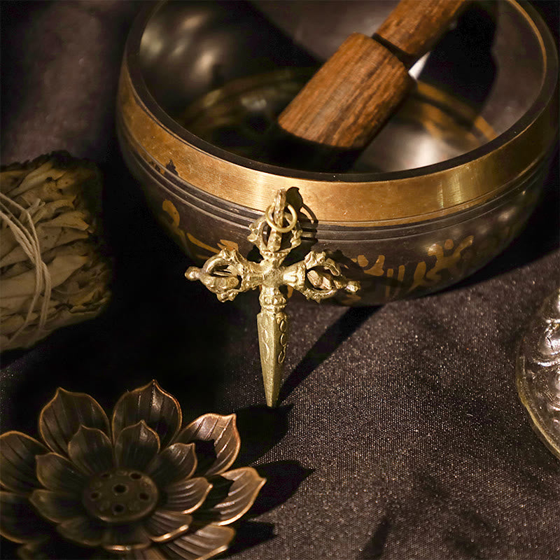 Buddha Stones Nepal Fatto a mano Doppio Dorje Rame Illuminazione Forza Vajra