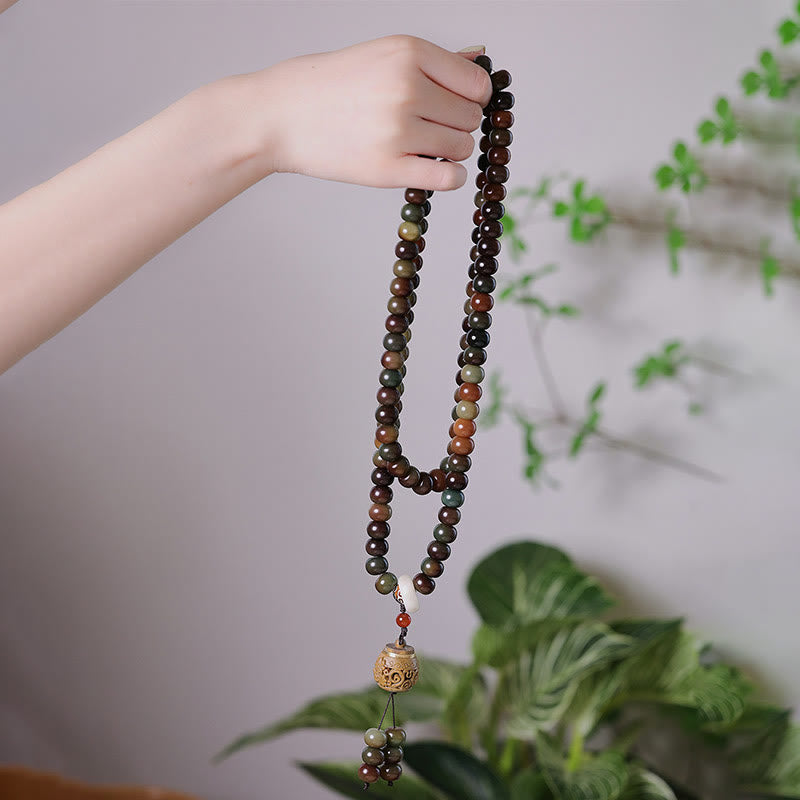 Buddha Stones 108 Mala Beads Dunhuang Color Bodhi Seed Dzi Bead Keep Away Evil Spirits Bracciale