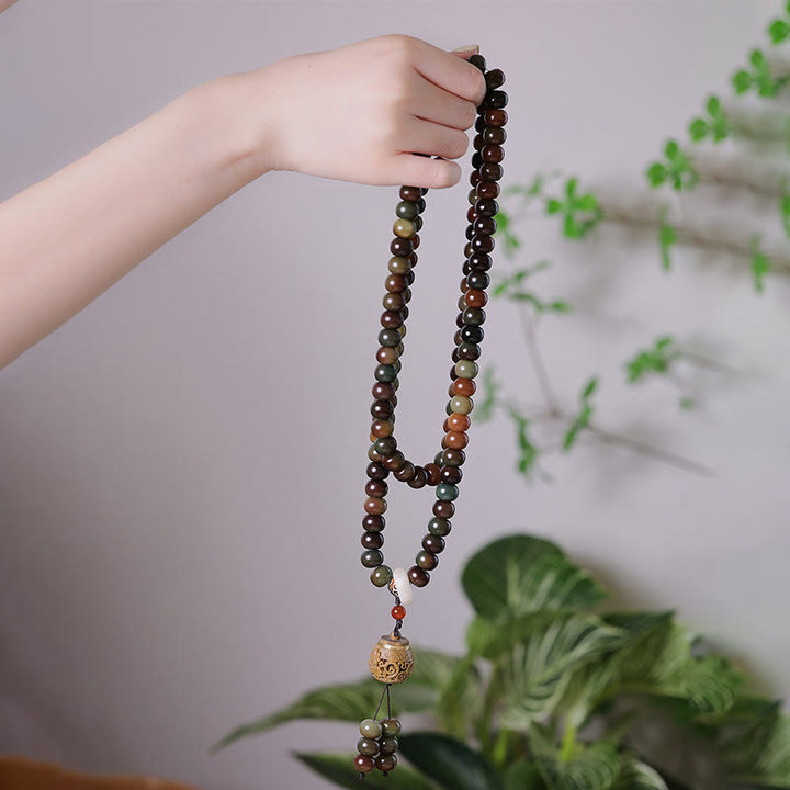 Buddha Stones 108 Mala Beads Dunhuang Color Bodhi Seed Dzi Bead Keep Away Evil Spirits Bracciale