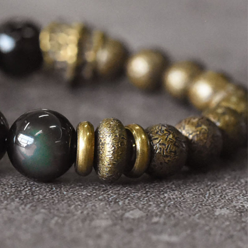 Bracciale Buddha Stones Rainbow Obsidian Copper Bead Positive Transformation