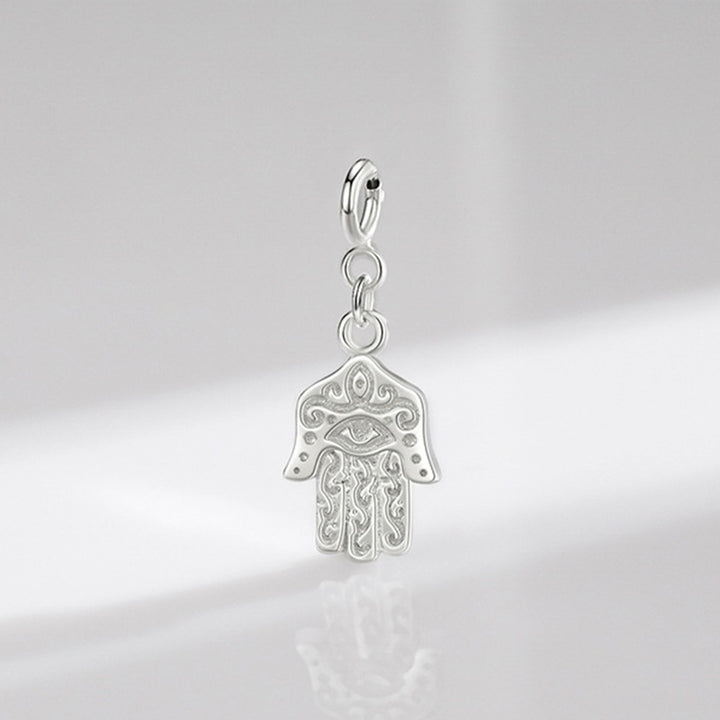 Collana con ciondolo a forma di catena con simbolo Hamsa e occhio maligno in argento sterling 925, prosperità e fortuna - image 15
