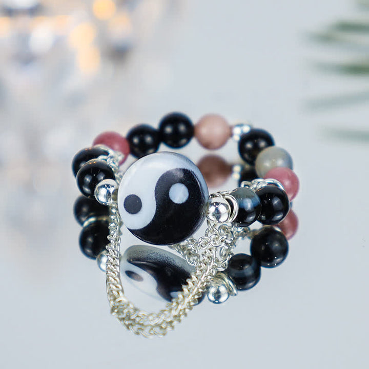 Anello della fortuna dell'equilibrio del simbolo Yin Yang