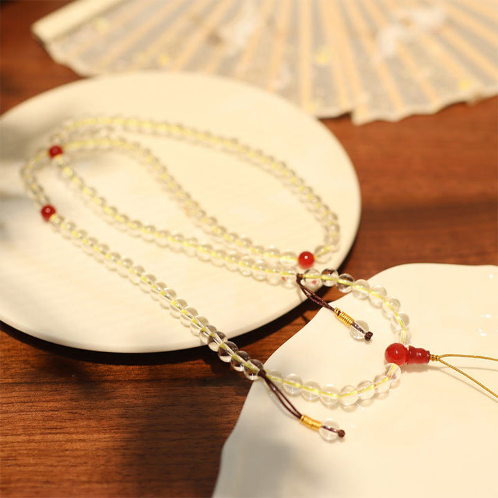 Buddha Stones 108 Mala Beads 925 Sterling Silver Agata bianca naturale Agata rossa Bracciale di protezione a quattro giri