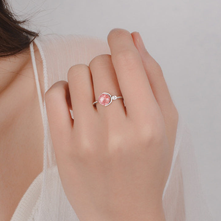Anello rotante rilassante in cristallo rosa Buddha Stones
