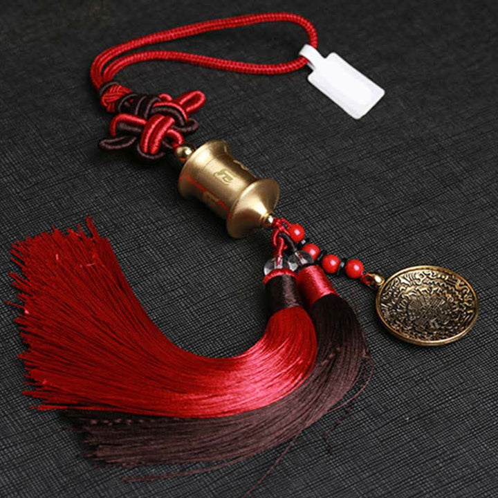 Buddha Stones Tibet Om Mani Padme Hum Ruota della preghiera Nove Palazzo Otto trigrammi Rame Decorazione appesa all'auto